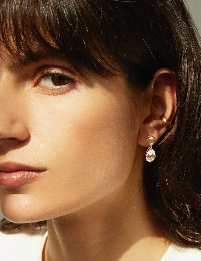 White Sapphire Pear Drop Earrings