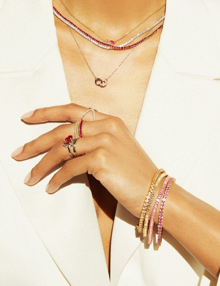 Red Ruby Baguette Eternity Ring