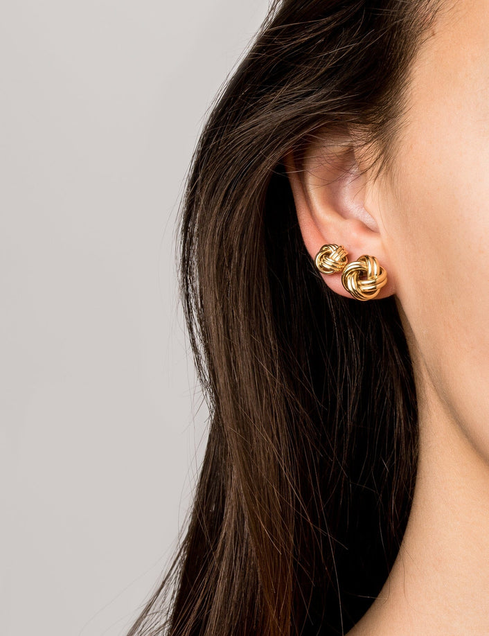 Gold Knot Stud Earrings
