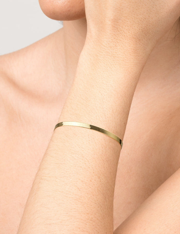 Gold Herringbone Chain Bracelet