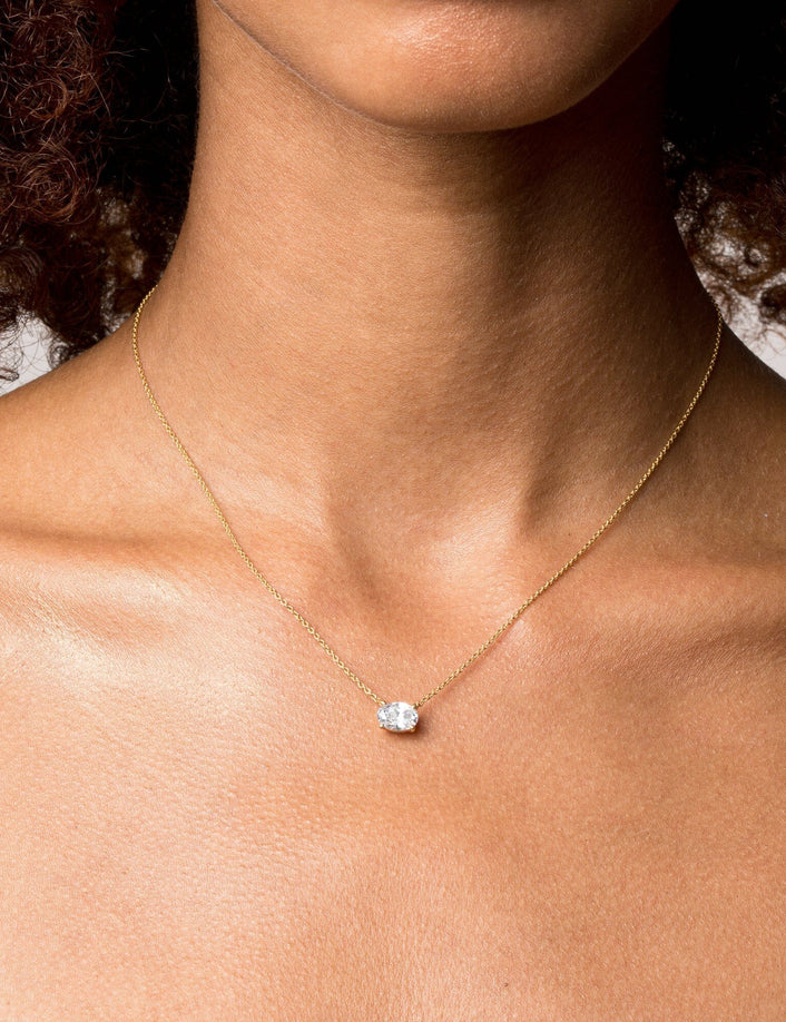 Oval Gemstone Solitaire Necklace
