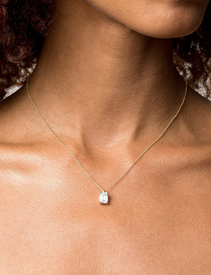Emerald Gemstone Solitaire Necklace
