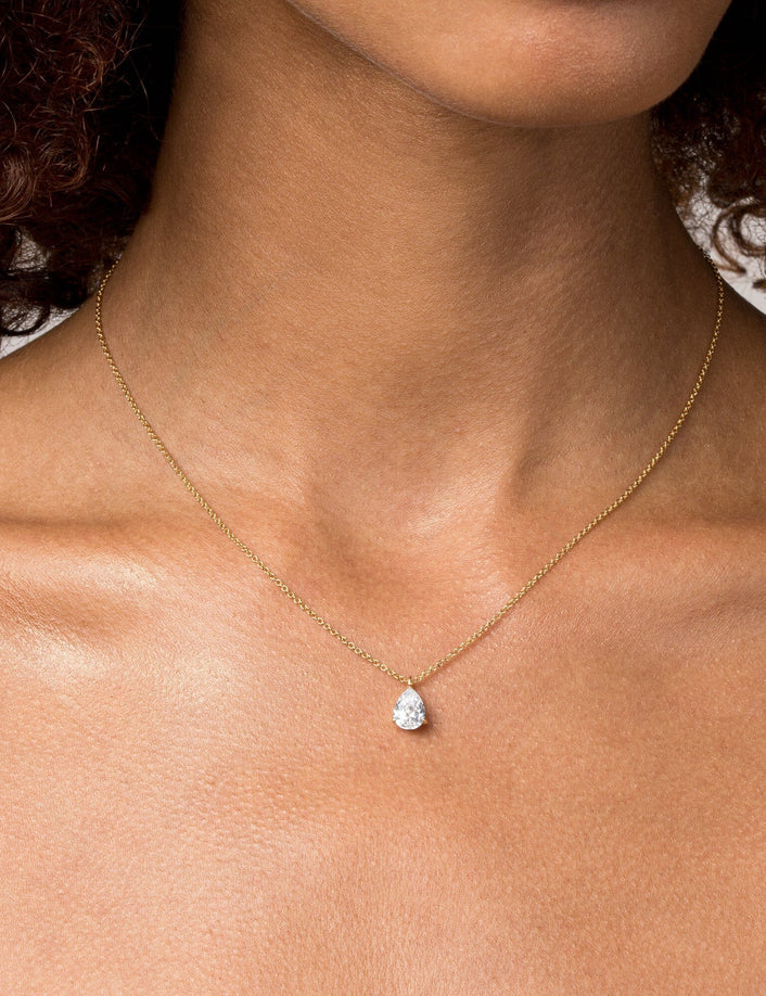 Pear Gemstone Solitaire Necklace