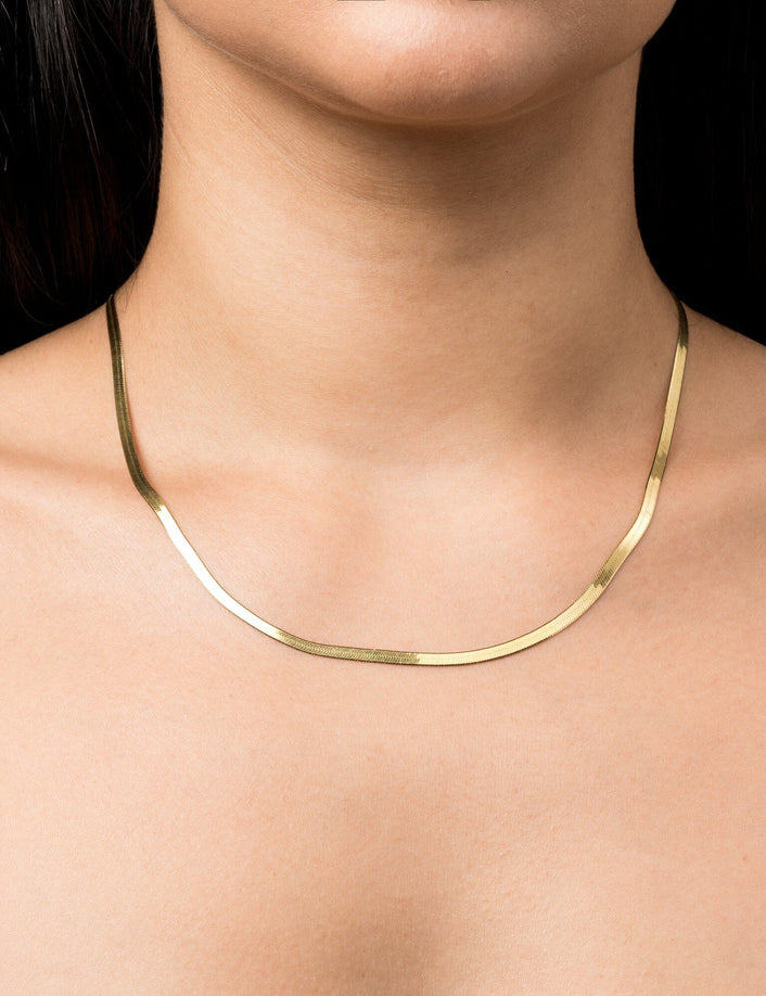 Gold Herringbone Chain Necklace